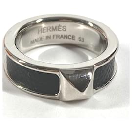 Bague en cuir noir et métal Hermès Athens