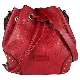 Borsa a spalla in pelle rossa Gucci