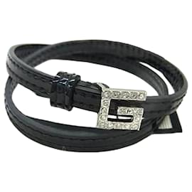 Bracciale in pelle verniciata nera GUCCI con charm