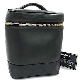 Borsa a mano in agnello nero Chanel, borsa da trucco