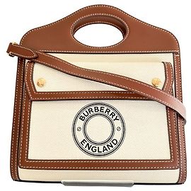 Borsa Burberry in tela e pelle di vitello, borsa 2 in 1