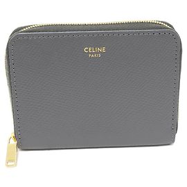 Céline Cartera Compacta con Cremallera Celine en Cuero de Ternera Texturizado