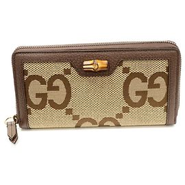 Gucci Diana Jumbo GG Canvas Langbörse mit Bambus