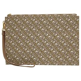 Clutch in tela con monogramma TB di Burberry