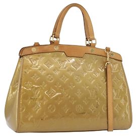 LOUIS VUITTON Vernis Blair MM Hand Bag 2way Beige Poodle M91755 LV Auth 171519
