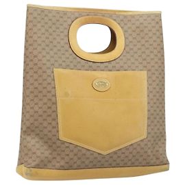 Gucci Borsa a mano Micro GG Supreme in PVC pelle beige oro Auth 173918