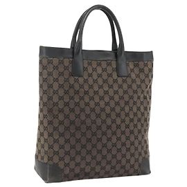 Bolsa de mão em canvas GG Gucci Prata Marinho 002 1121 1669 Auth ep13625