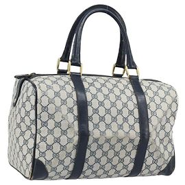 Gucci Borsa Boston GG Supreme in PVC Navy Gold Auth 172914