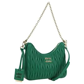 Bolso de Hombro Miu Miu Matelassé de Cuero 2 en 1 Verde Dorado Auth 171450SAM