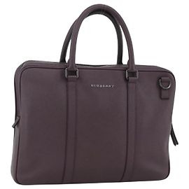 Burberry Borsa a mano in pelle viola argento Auth ka2917