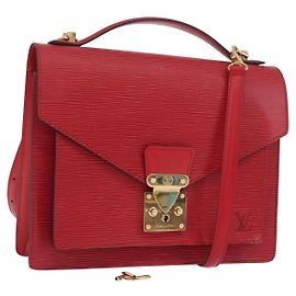 LOUIS VUITTON Borsa a Mano Epi Monceau 28 Rossa M40783 LV Auth BA10966