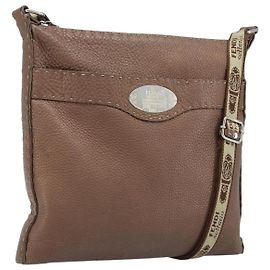 Borsa a Spalla FENDI Celeria in Pelle Marrone Argento Autentica ka2864