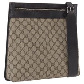 Borsa a Spalla GG Supreme in PVC Beige Argento di GUCCI 92560 Auth ka2891