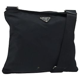 Borsa a Spalla PRADA Nylon Nero Argento Autentica am10675