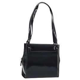 Borsa Tote GUCCI in pelle verniciata nera argento Auth ep13611