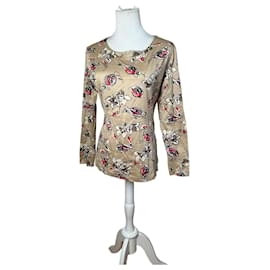 Vintage Dior Rundhals-Pullover Goldene Blumen M