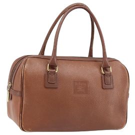 Borsa a mano Burberry in pelle marrone dorato Auth ka3026