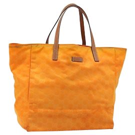 GUCCI GG Canvas Tote Bag Nylon Orange 282439 Auth 173944