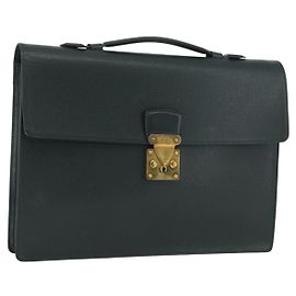 LOUIS VUITTON Serviette Kourad en Taiga Sac d'affaires Épicea T16786 LV Auth bs33330