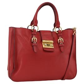 Miu Miu Madras Hand Bag Leather 2way Black Gold Auth 187556A