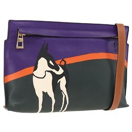 Borsa a spalla in pelle LOEWE John Allen Collaboration Viola Oro Auth ARZ442M