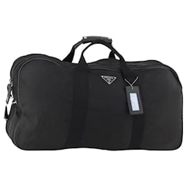 Borsa Boston Prada in nylon nero argento autentica bs33605