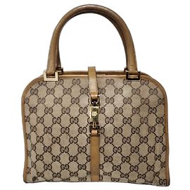 Borsa a Spalla Gucci Vintage Piston Lock Jackie Marrone/Beige