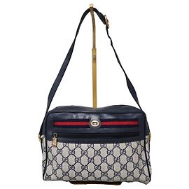 Borsa a Spalla Ophidia Vintage GUCCI Blu Navy/Grigio