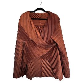 Issey Miyake Plissee Top Braun Polyester