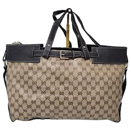 Borsa tote in tela/pelle Gucci GG marrone/beige