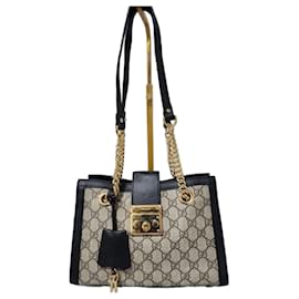 GUCCI GG Supreme Monogram Kleine Padlock Tote Schwarz - Gucci