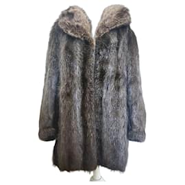 Vintage 80s mink coat with fox lapel - High-end fur fashion - Autre Marque