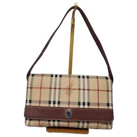 Bolso de Hombro Burberry Vintage con Cuadros Haymarket Marrón/Beige