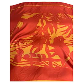 Foulard in seta Marimekko Motivo Tropicale Arancione e Giallo