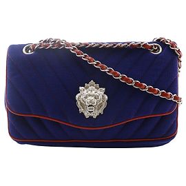 Borsa a Spalla a Doppia Catena in Cotone Chanel