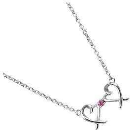 Collana Tiffany & Co. Double Loving Heart in argento 925 con zaffiro rosa