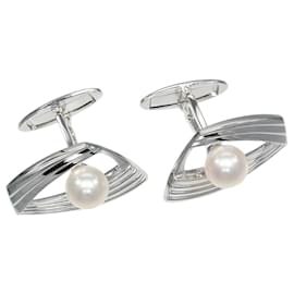 MIKIMOTO Perlen Silber Manschettenknöpfe