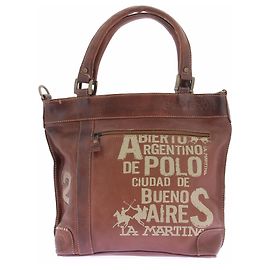 Autre Marque Borsa a mano in pelle marrone LA MARTINA