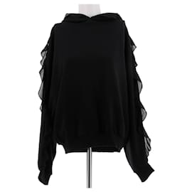 Blumarine Schwarzer Baumwoll-Hoodie mit Rüschen