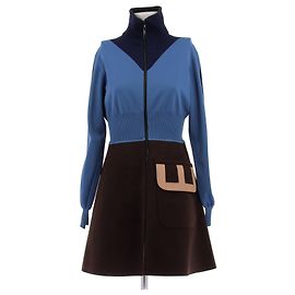 Louis Vuitton Abito blu e marrone Autunno 2014 Ghesquiere