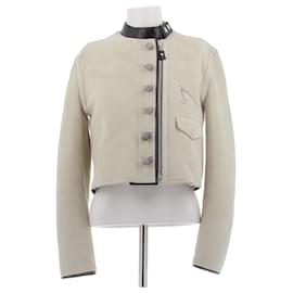 Louis Vuitton Lederjacke creme mit schwarzem Kragen