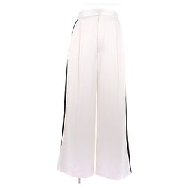 Céline Pantalone crema con banda multicolore in seta