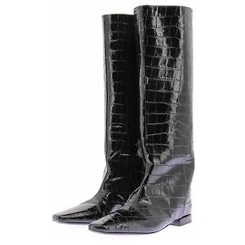 Autre Marque Bottes "Ellie" noires en cuir effet croco