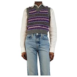Grau und lila Korina Fair Isle Strickweste - Größe XS - Acne