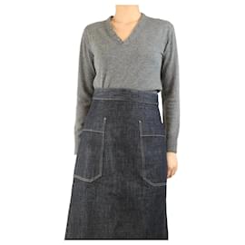 Grau Cashmere V-Ausschnitt Pullover - Größe S - Theory