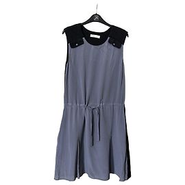 Autre Marque Abito midi in seta Naja Lauf nero e grigio