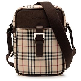 Bolso cruzado de lona a cuadros beige Burberry