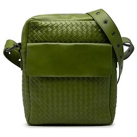 Borsa a tracolla in nappa intrecciato verde Bottega Veneta