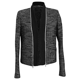 Blazer de Lana Negra con Acento de Tweed Sandro