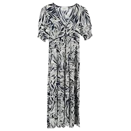 Vestido midi de capas con estampado abstracto Calla Ba&Sh azul marino de viscosa